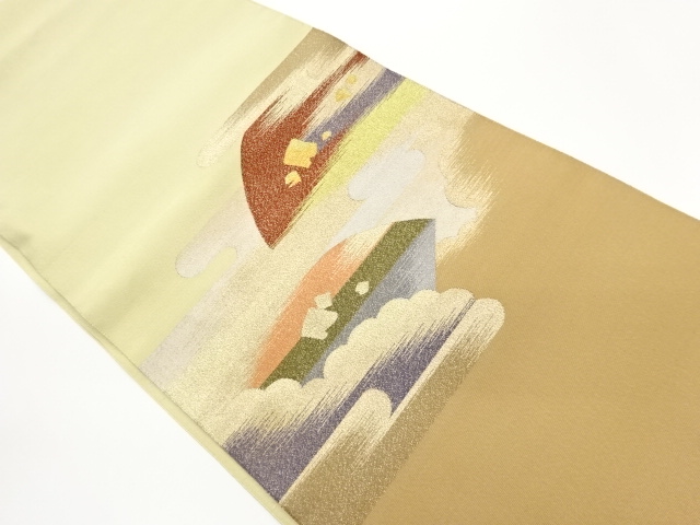 Nagoya obi, woven with a pattern of colored paper scattered in the haze of a kat
